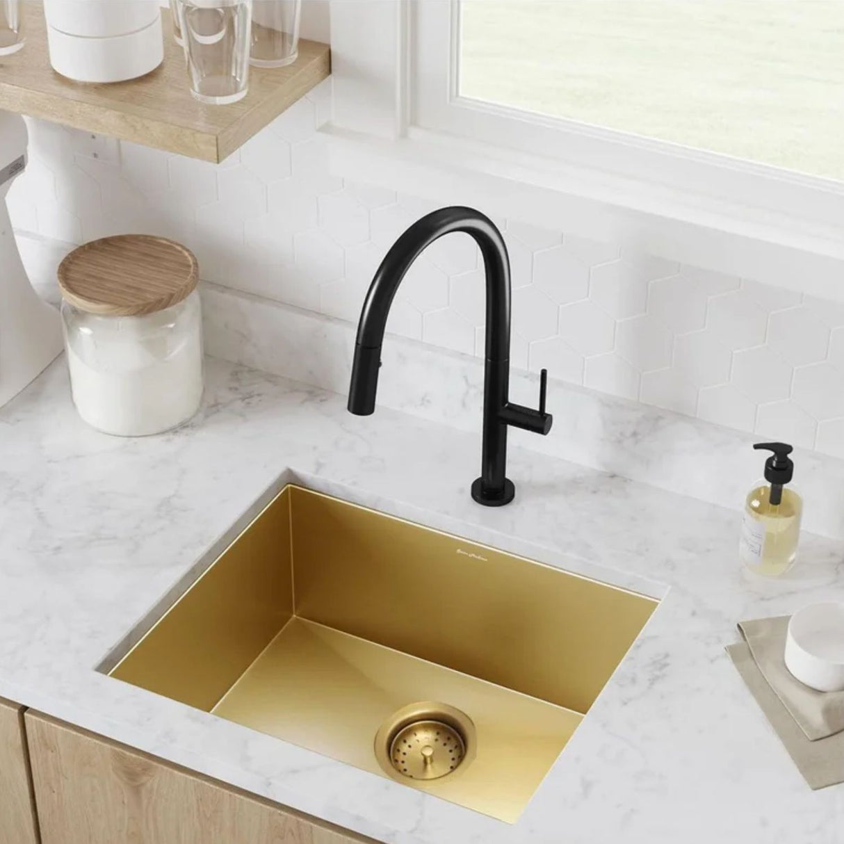 Lavaplatos Empotrado Acero Inoxidable Dorado Mate Una Cubeta 60x45