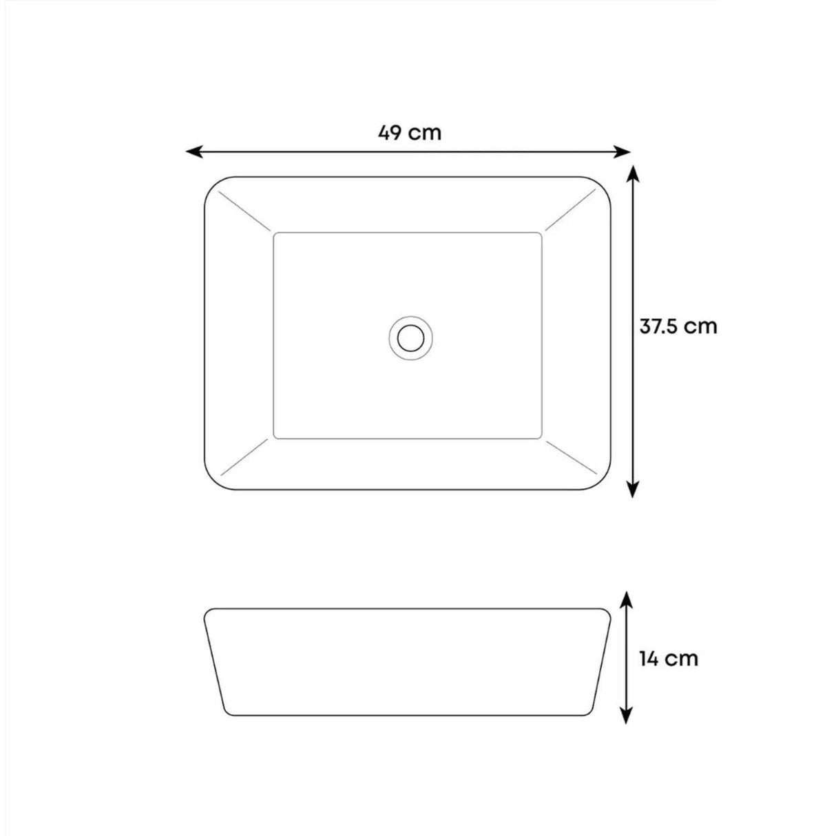 Lavamanos Sobreponer Rectangular Cerámico Blanco 48 x 37 cm para Baño Moderno