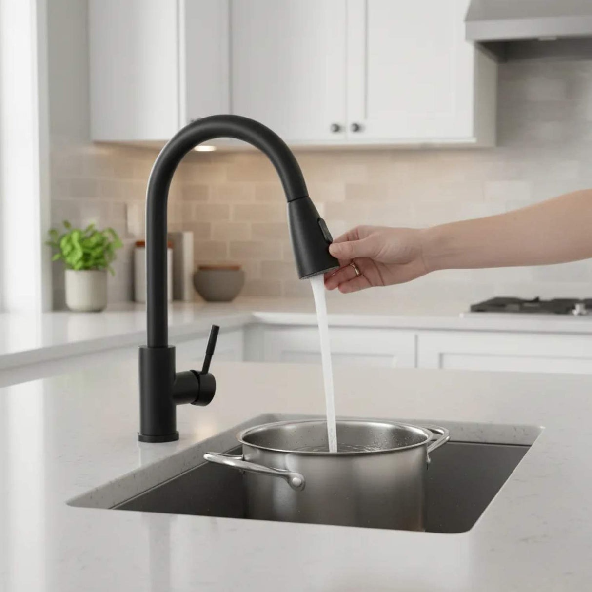 Grifería Monocontrol Lavaplatos Extensible Negro