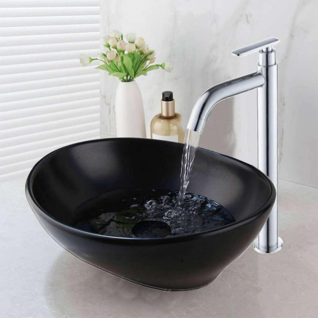 Lavamanos De Ceramica Canoa En Negro Mate