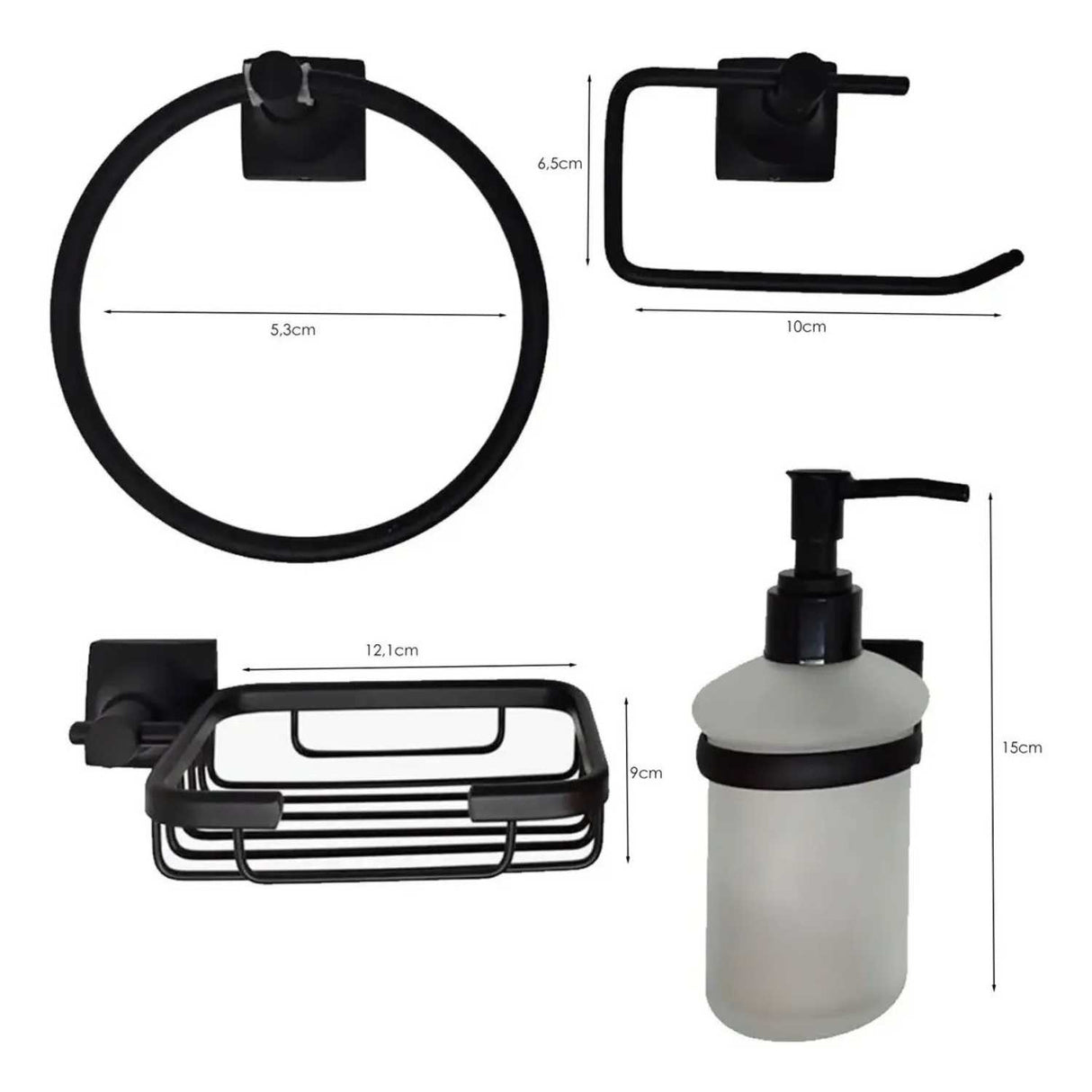 Set de Accesorios para Baño Negro Mate x4 Piezas