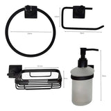 Set de Accesorios para Baño Negro Mate x4 Piezas