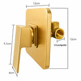 Monocontrol Ducha Cuadrado Oro 12 cm Empotrado para Baño