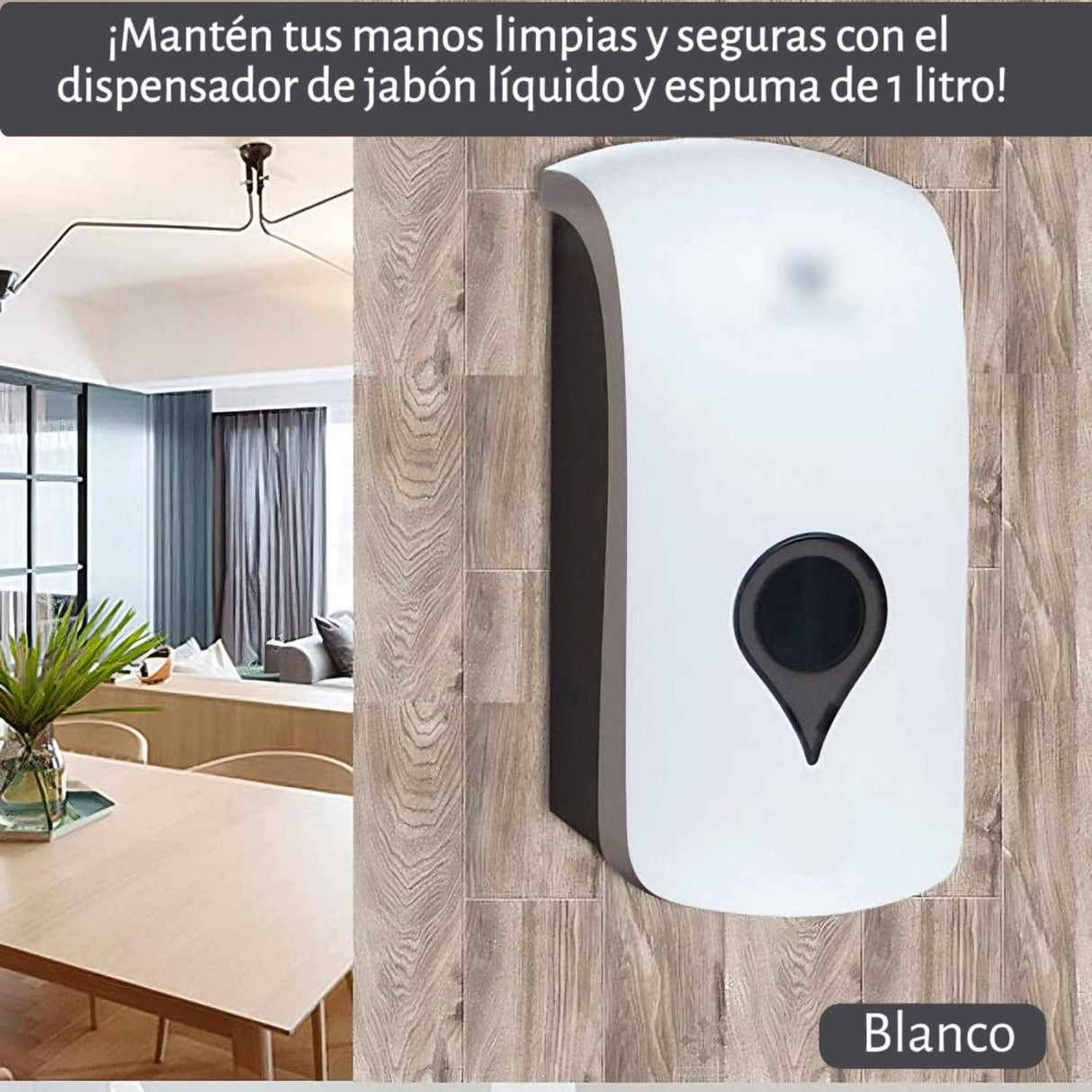 Dispensador de Jabón Líquido o Espuma 1000 ml – Montaje en Pared