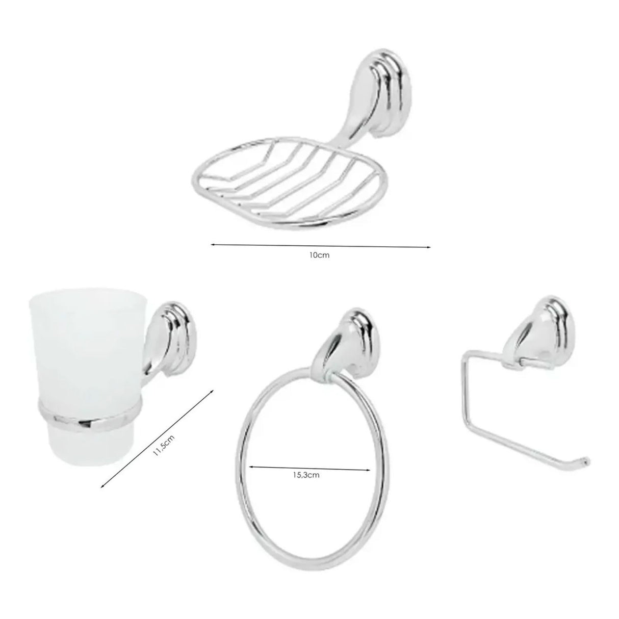 Juego de accesorios cromados Línea 2000 para baño, vista adicional del conjunto