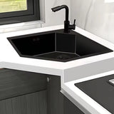 Lavaplatos de Lujo Esquinero Negro en Acero SUS304 - 50x50 cm
