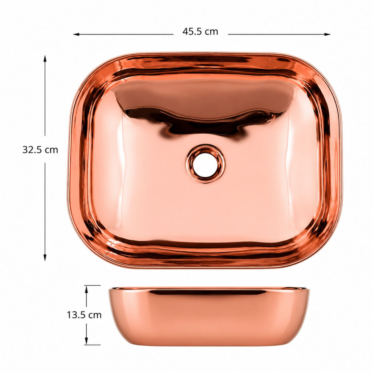 Lavamanos Rectangular Doha Oro Rosa 45,5 x 32,5 x 13,5 cm