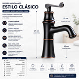 Grifería Lavamanos Bajo Negro Mate Vintage Monocontrol | Llave Moderna para Baño