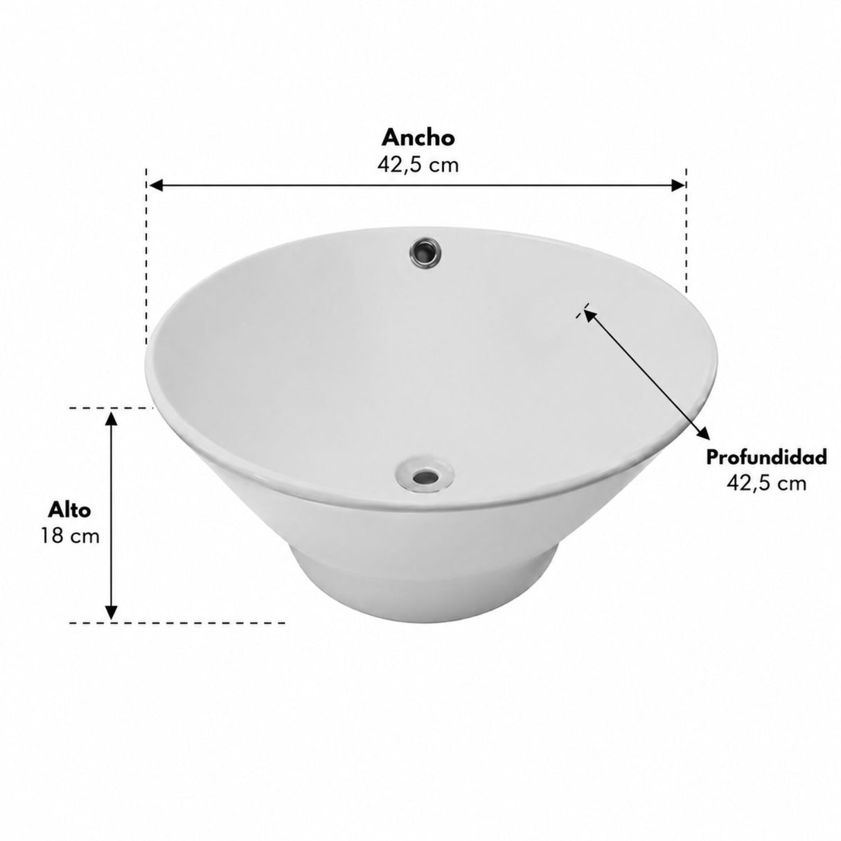 Lavamanos de Sobreponer Pilot Blanco en Porcelana 42,5 × 42,5 × 18 cm