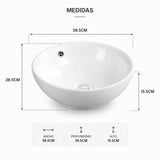 Lavamanos Sobreponer Porcelana Redondo Blanco 38.5*15.5 cm