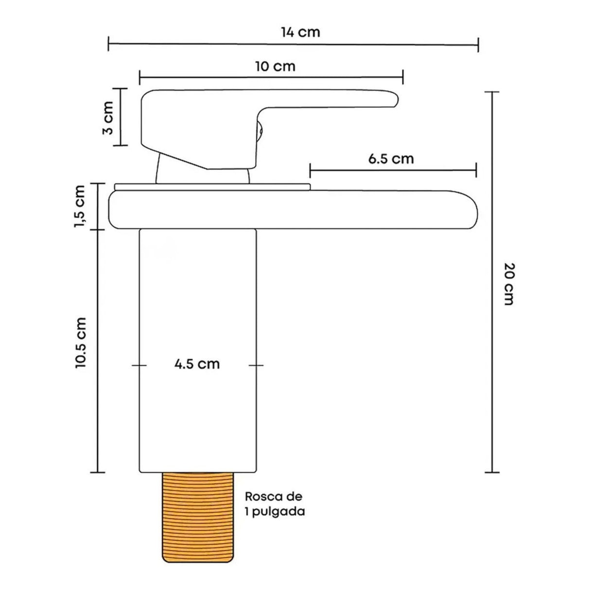 Grifería Lavamanos Bajo Cascada Negro Mate Monocontrol 20 cm con Acoples de Instalación