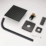 Set Griferia Ducha Monocontrol Negra Regadera 25cm Cuadra Lu