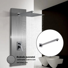 Brazo Cuadrado para Ducha Kassel Gunmetal de 40 cm