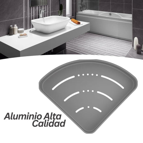 Repisa Baño Esquinera Gris Aluminio - Moderna y Funcional