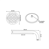 Ducha Mezcladora Bonn Cromada con Regadera 20 cm y Brazo 28 cm