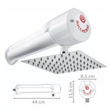 Vista adicional de la ducha eléctrica Lusso blanca 110V