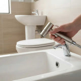Kit Bidet de Acero Plateado Pamo SS-3041 100 cm con Grifería y Tapa