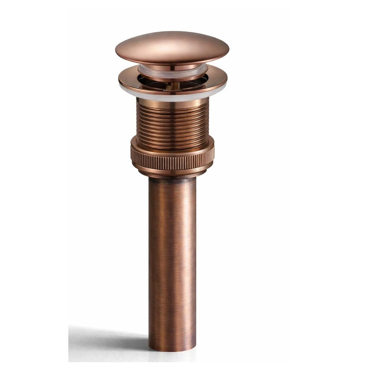Desagüe Push para Lavamanos Cobre 7.8 cm Alto x 6.6 cm Ancho con Sosco Metálico 1 1/4 | Sistema Hongo Premium