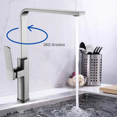 Grifería Monocontrol Vertical Kassel Gunmetal para Lavaplatos 36 cm