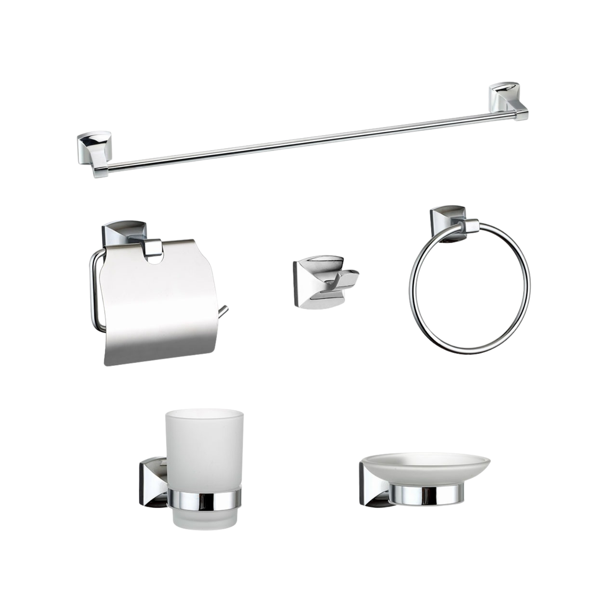 Juego Accesorios Baño 6 Piezas Cromo Salento