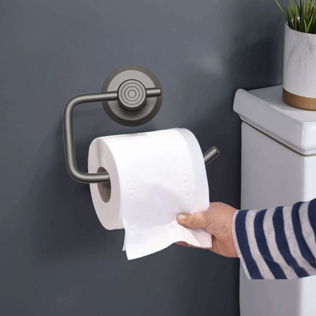 Porta Rollo Argolla Labrado Zafiro Gun Gris - Aluminio de Alta Calidad