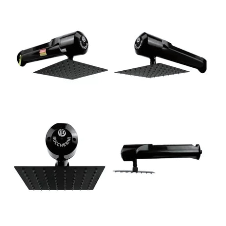 Ducha Eléctrica Horizontal Lusso Negra 220V con Regadera de 8” – Agua Caliente Instantánea