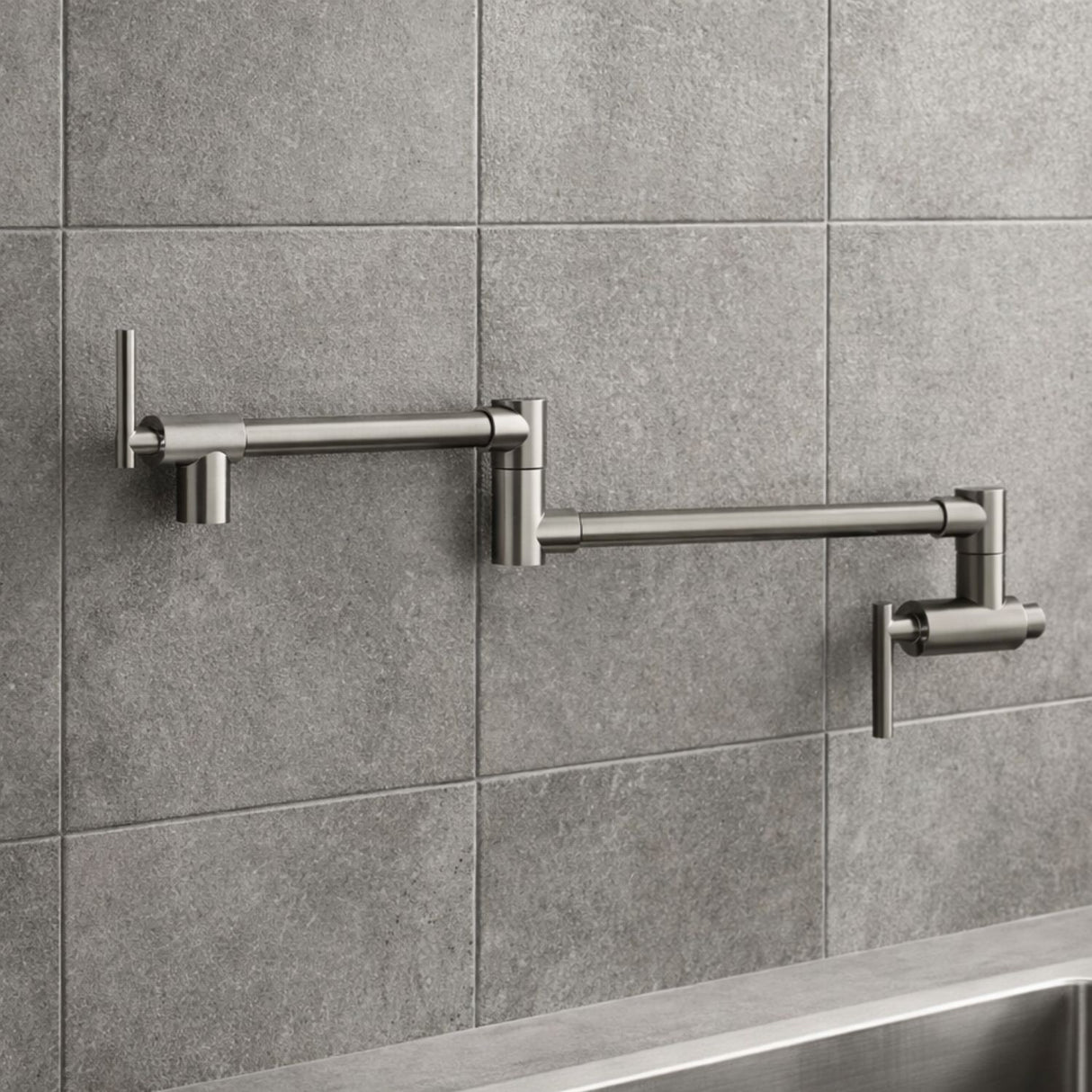 Llave Muro Plegable Tessuto Niquel Texturizado Acero Inoxidable