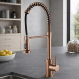 Griferia Monocontrol Piegatto Oro Rosa Texturizado Rociador