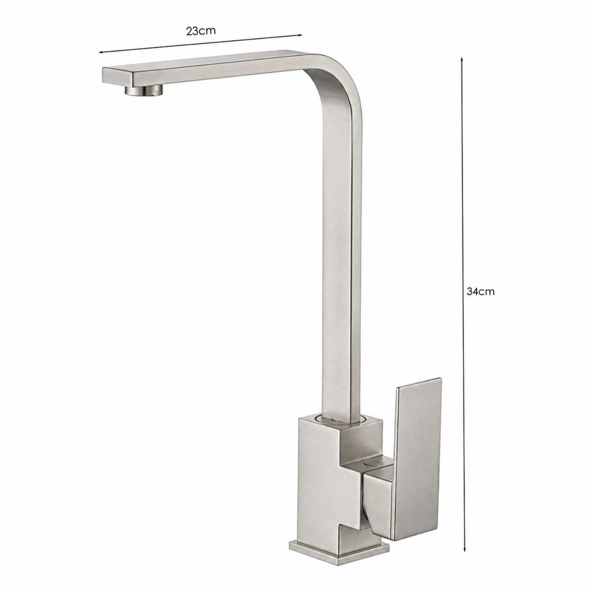 Grifería Lavaplatos Cuello en L Cuadrado Satín Monocontrol 34 cm Alto x 23 cm Alcance