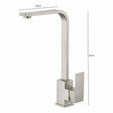 Grifería Lavaplatos Cuello en L Cuadrado Satín Monocontrol 34 cm Alto x 23 cm Alcance