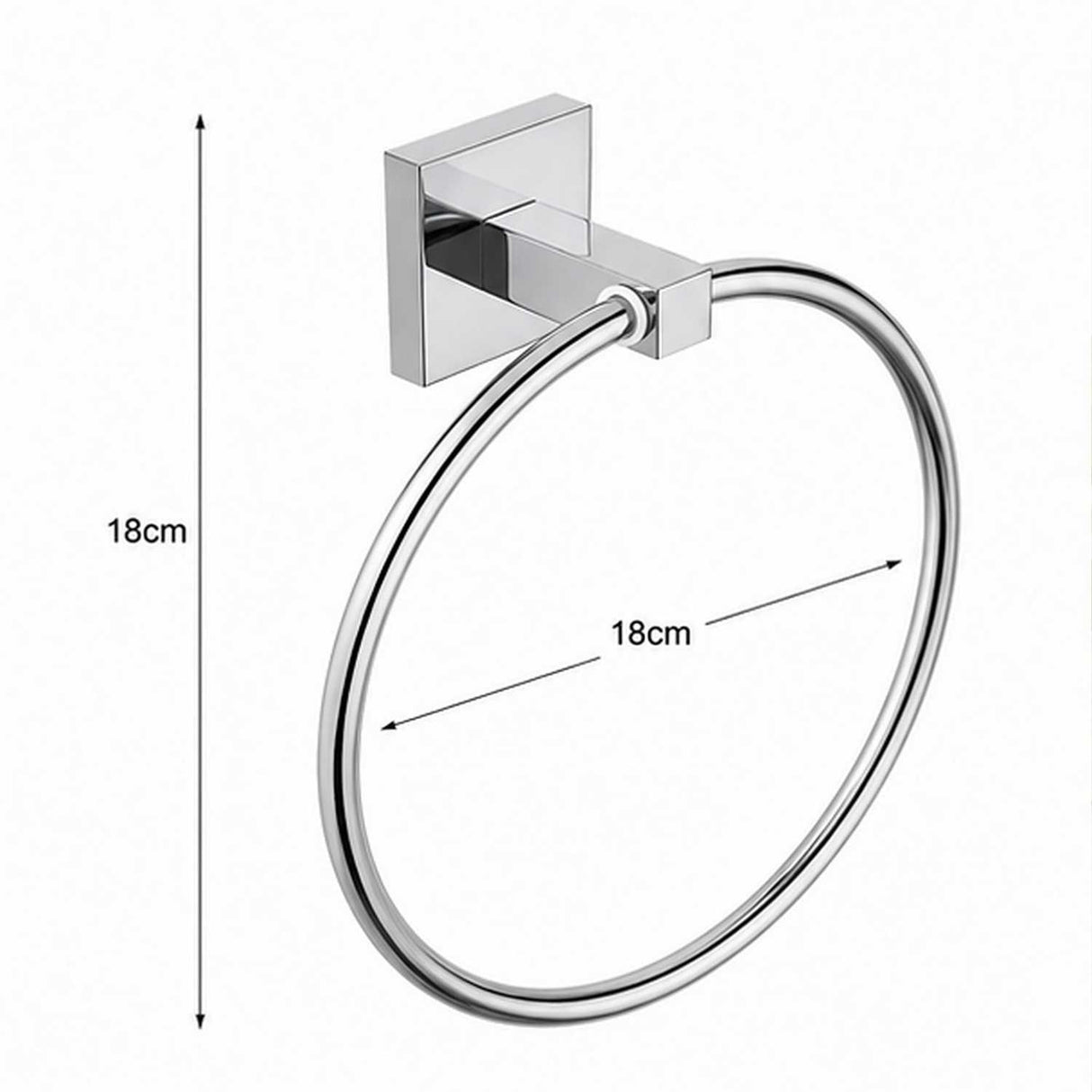 Toallero Redondo Cromado para Baño con Base Cuadrada