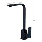 Grifería Lavaplatos Negra Mate Cuello L Cuadrado Monocontrol 34 cm para Cocina Moderna