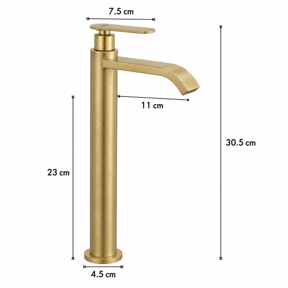 Llave Alta para Lavamanos Cascada 30,5 cm Agua Fría Oro Cepillado