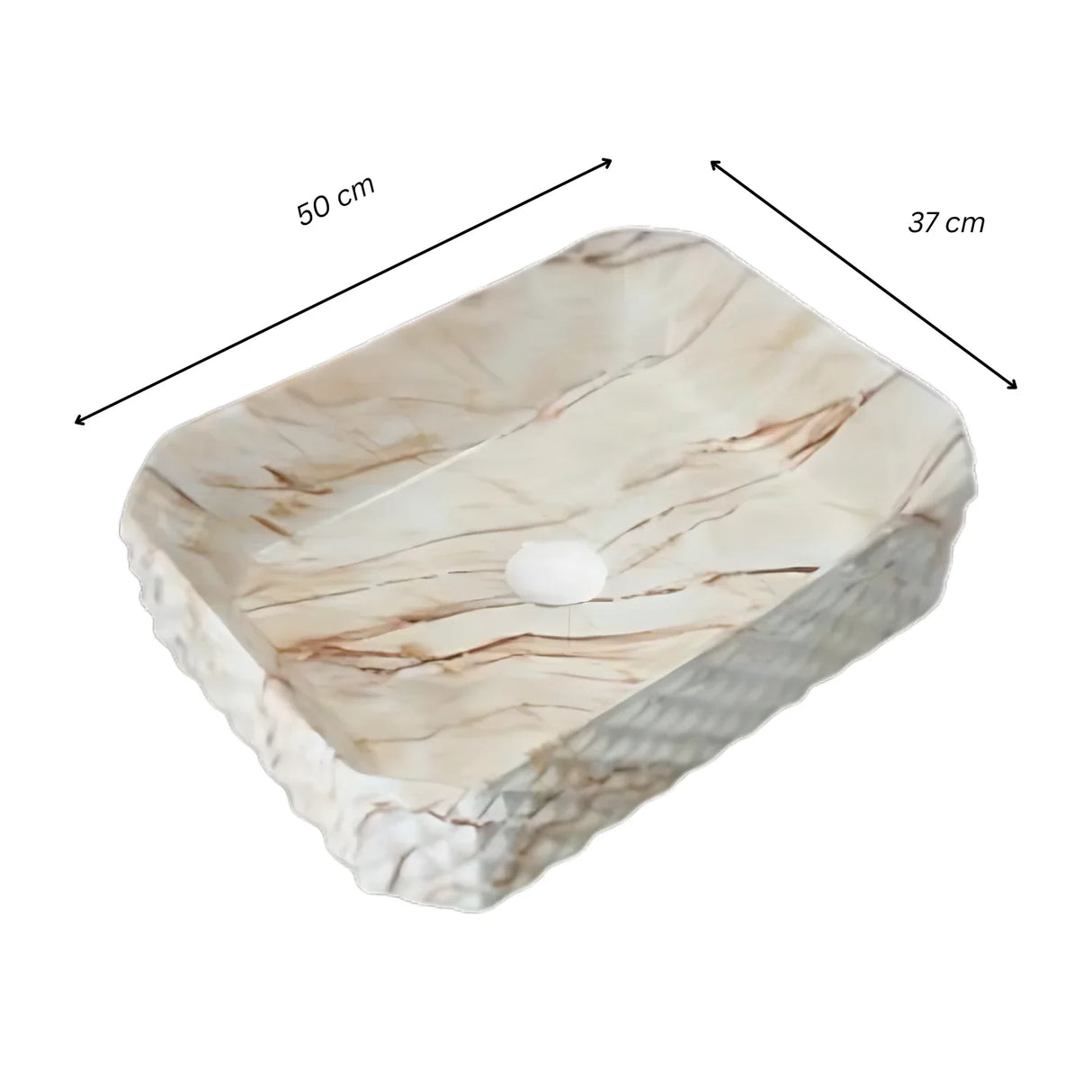 Lavamanos Sobreponer Rectangular Mármol Beige Texturizado