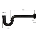 Sifón para Lavamanos Metálico Negro Mate 1 1/4 Pulgadas con Escudo