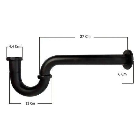 Sifón para Lavamanos Metálico Negro Mate 1 1/4 Pulgadas con Escudo