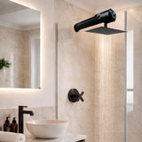 Ducha Eléctrica Horizontal Lusso Negra 220V con Regadera de 8” – Agua Caliente Instantánea