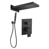 Kit Regadera Ducha Rectangular Empotrada Monomando con Ducha de Mano Negro o Gris