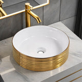 Lavamanos Barsu Sobreponer Blanco Dorado 39 x 39 x 13 cm