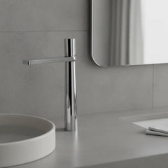 Lavamanos Monocontrol Alto Dritto Gris Concreto Diseño Moderno