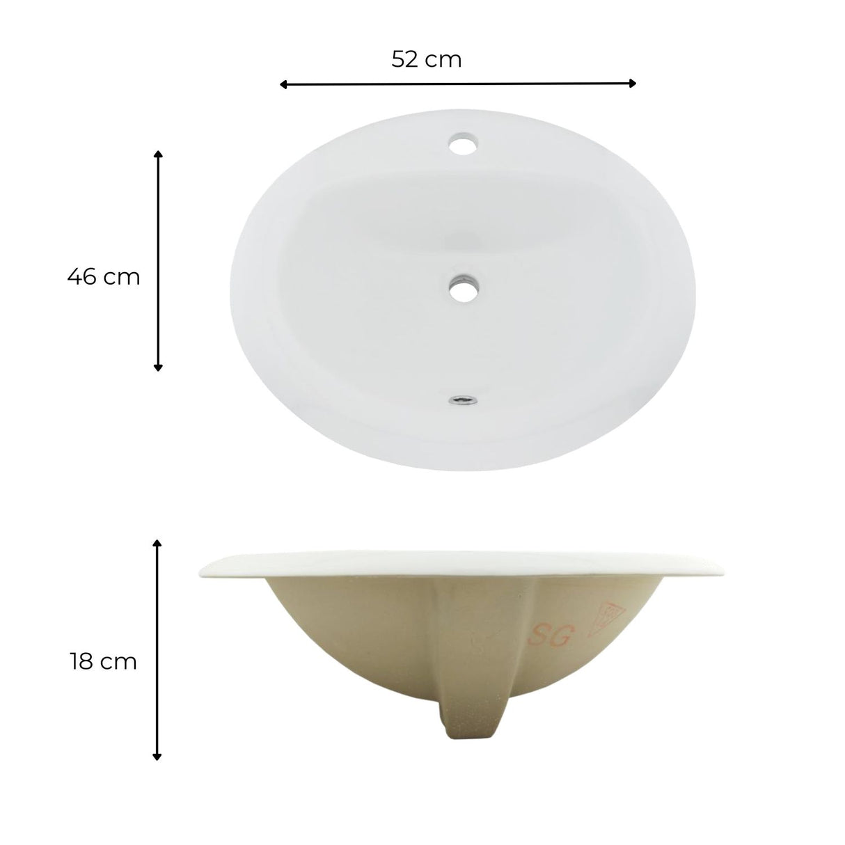 Lavamanos De Empotrar - Sobreponer Rennes Blanco 52 x 46 cm Blanco Con Rebose