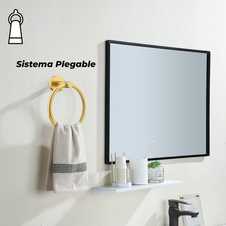 Toallero Aro Línea Jade Dorado en Aluminio con Accesorios de Instalación