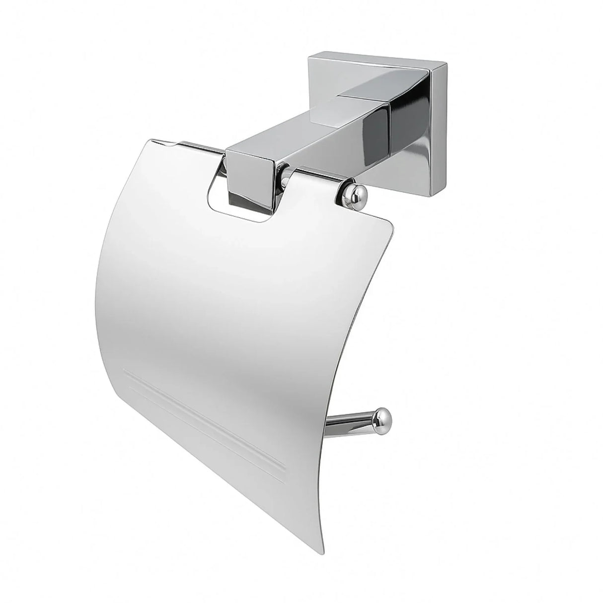 Porta Rollo de Papel Higiénico para Baño - Línea Quadra 100% Metálico de Lujo - Cromo Brillante