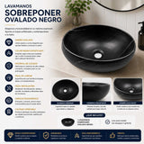 Lavamanos Sobreponer Ovalado Negro 420x300x155mm