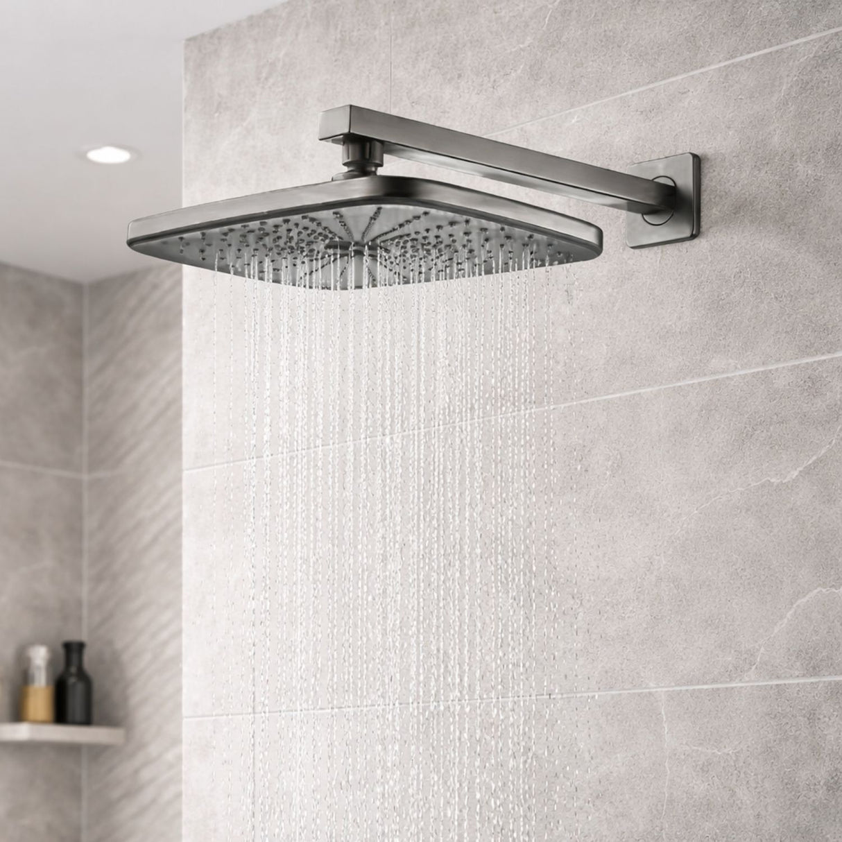 Regadera Rectangular 10 Gris Concreto Acero Inoxidable Ducha