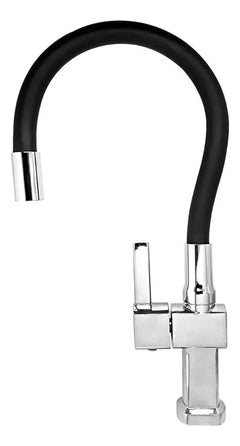 Grifería Llave De Mesón Agua Fria Flexible Negro Negro Mate
