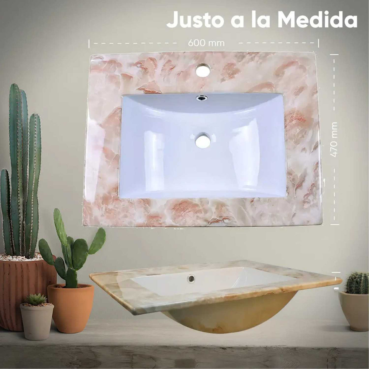 LAVAMANOS INTEGRADO EN PORCELANA BEIGE 60*47CM