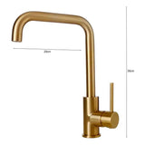 Grifo Monocontrol Para Cocina Dorado Cepillado 30 cm de alto