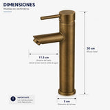 Grifería Lavamanos Alto Cuello Recto Bronce 30 cm Monocontrol para Lavamanos Vessel
