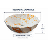 Lavamanos de Sobreponer Porcelana Arcat 46 x 46 x 17 cm Blanco con Vetas Doradas para Baño